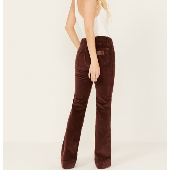 NWT WRANGLER RETRO HIGH RISE TROUSER cords corduroy 27 x 32 flares western boho - Picture 1 of 16